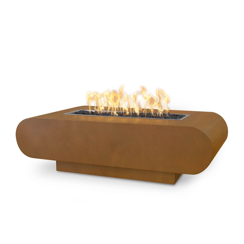 The Outdoors Plus OPT-LAJCPR60E12V-LP La Jolla 60" x 28" Fire Pit - Hammered Copper - 12V Electronic Ignition - Liquid Propane